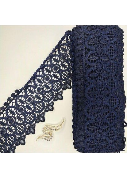 (1 метр) Кружево макраме 10 см цвет - синий темный (04М-L0052-3) Plus-plus (352747725)