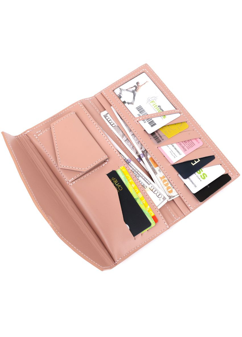 Жіночий гаманець з натуральної шкіри з монетницею 11360 Рожевий Grande Pelle (306882312)