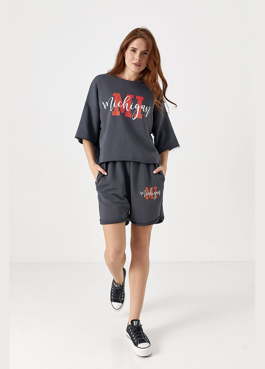 Спортивний костюм з принтом Michigan - темно-сірий колір Lurex (335077240)