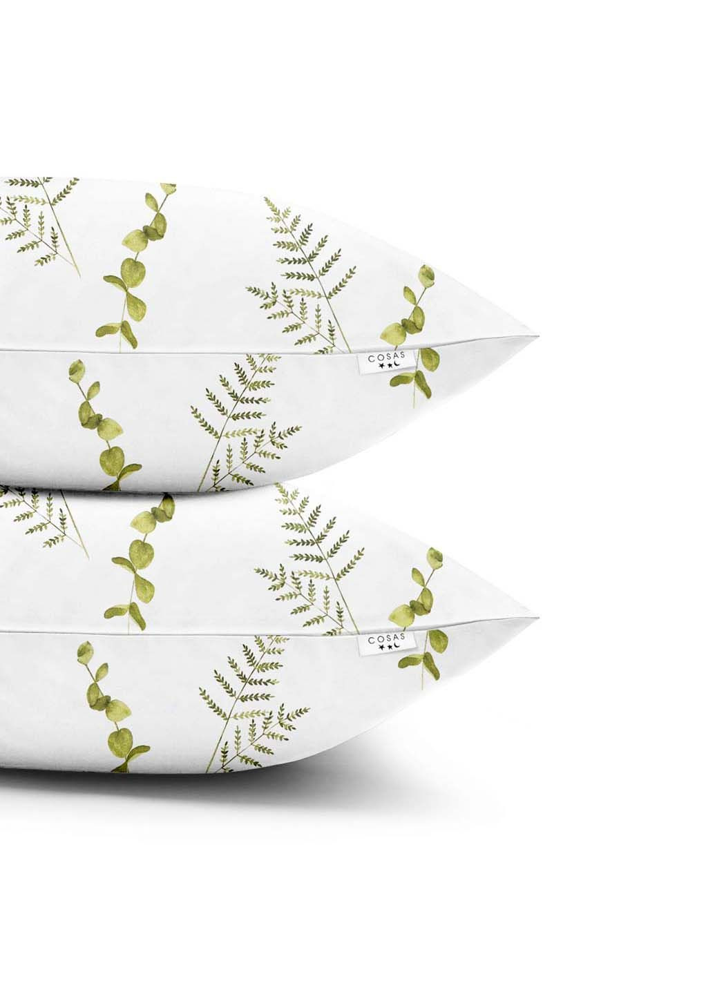 Двоспальна постіль з простирадлом на гумці GREEN FOLIAGE CS6 180х220 см Cosas (307474630)