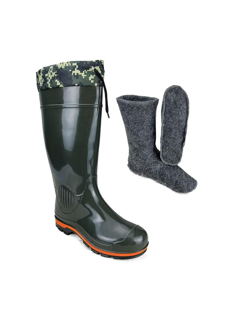 Чоловічі резинові чоботи з утеплювачем 5050 зелені No Brand (257455606)