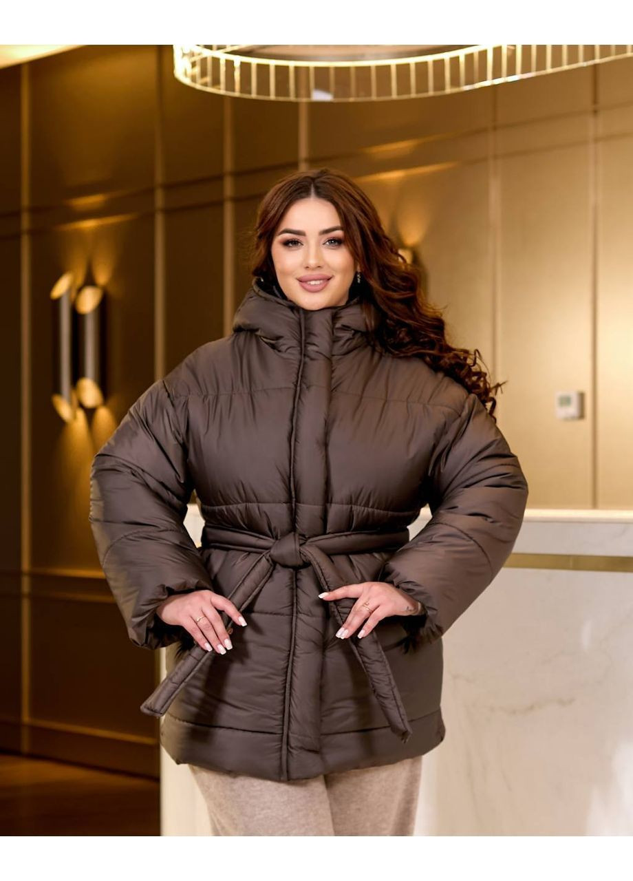 Коричневая демисезонная куртка женская тёплая Style Point