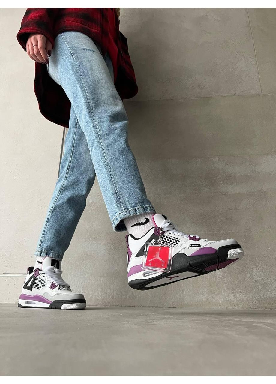 Белые демисезонные кроссовки мужские nike air jordan retro 4 pari stain germain найк аир джордан No Brand