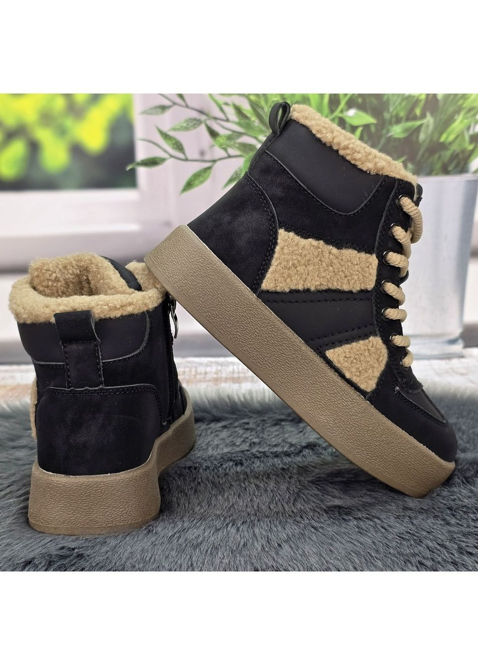 Черные повседневные зимние ботинки детские для девочки зимние Bessky