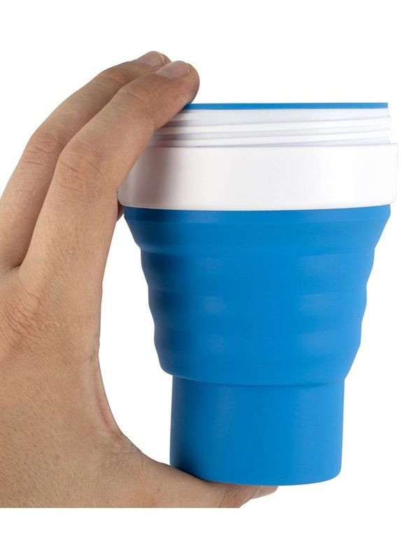 Спортивна складна пляшка для води 350мл, силікон, синій Kamille (372173321)