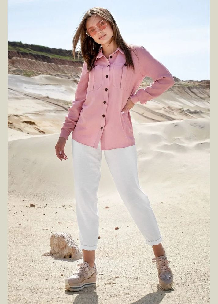 Розовая повседневный рубашка Seventeen с длинным рукавом