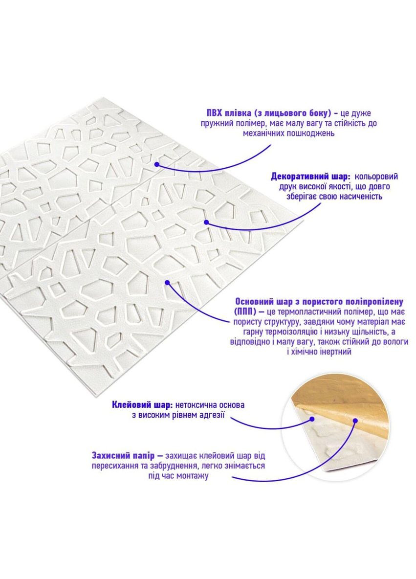 Самоклеюча декоративна настінно-стельова 3D панель павутина 700х700х5мм (115) SW-00000007 Sticker Wall (300241763)