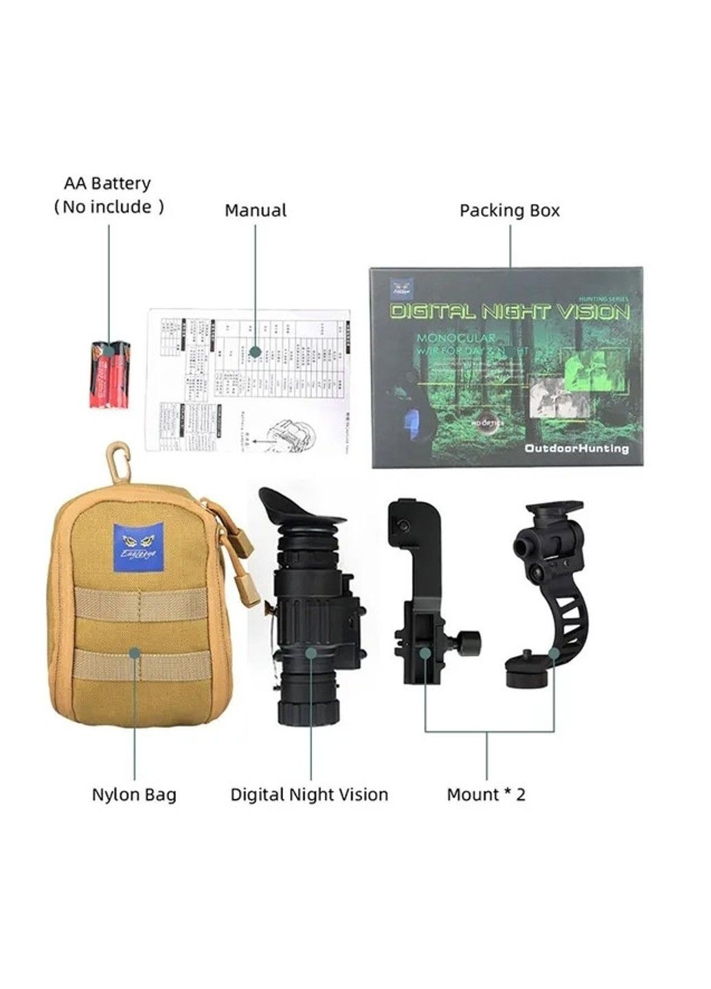 Монокуляр ночного видения PVS-14 (до 400м) с креплениями Mount на шлем No Brand (332636392)