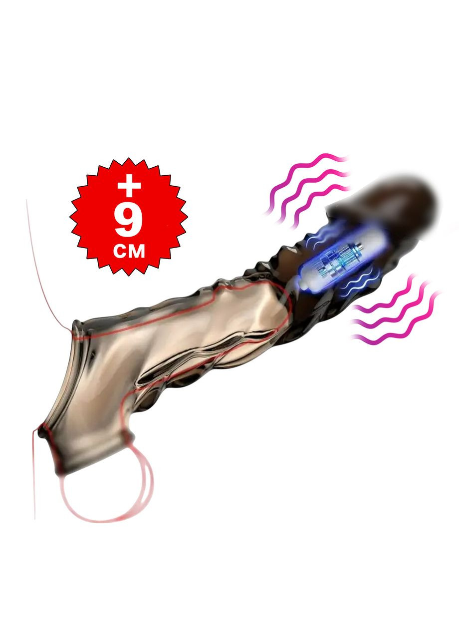 Насадка на член с вибрацией 17 см для увеличения члена на 9 см. стимуляция со стимуляцией клитора No Brand (335063836)
