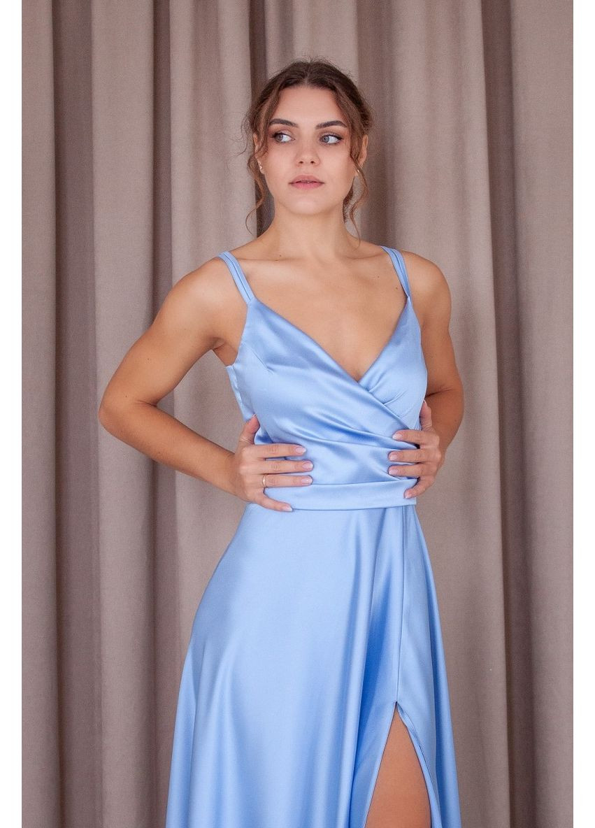 Блакитна вечірня плаття а-силует First Woman однотонна