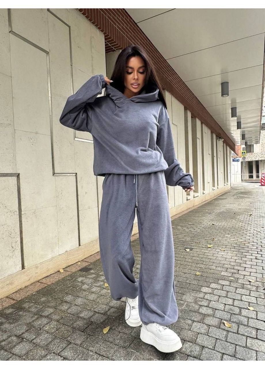 Женский спортивный костюм из флиса: худые с капюшоном и брюки на фиксаторах. MonCher (362697835)