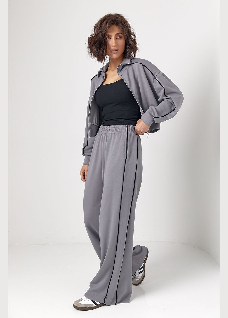 Спортивний костюм з коротким худим на блискавці і прямими штанами Lurex (319311907)