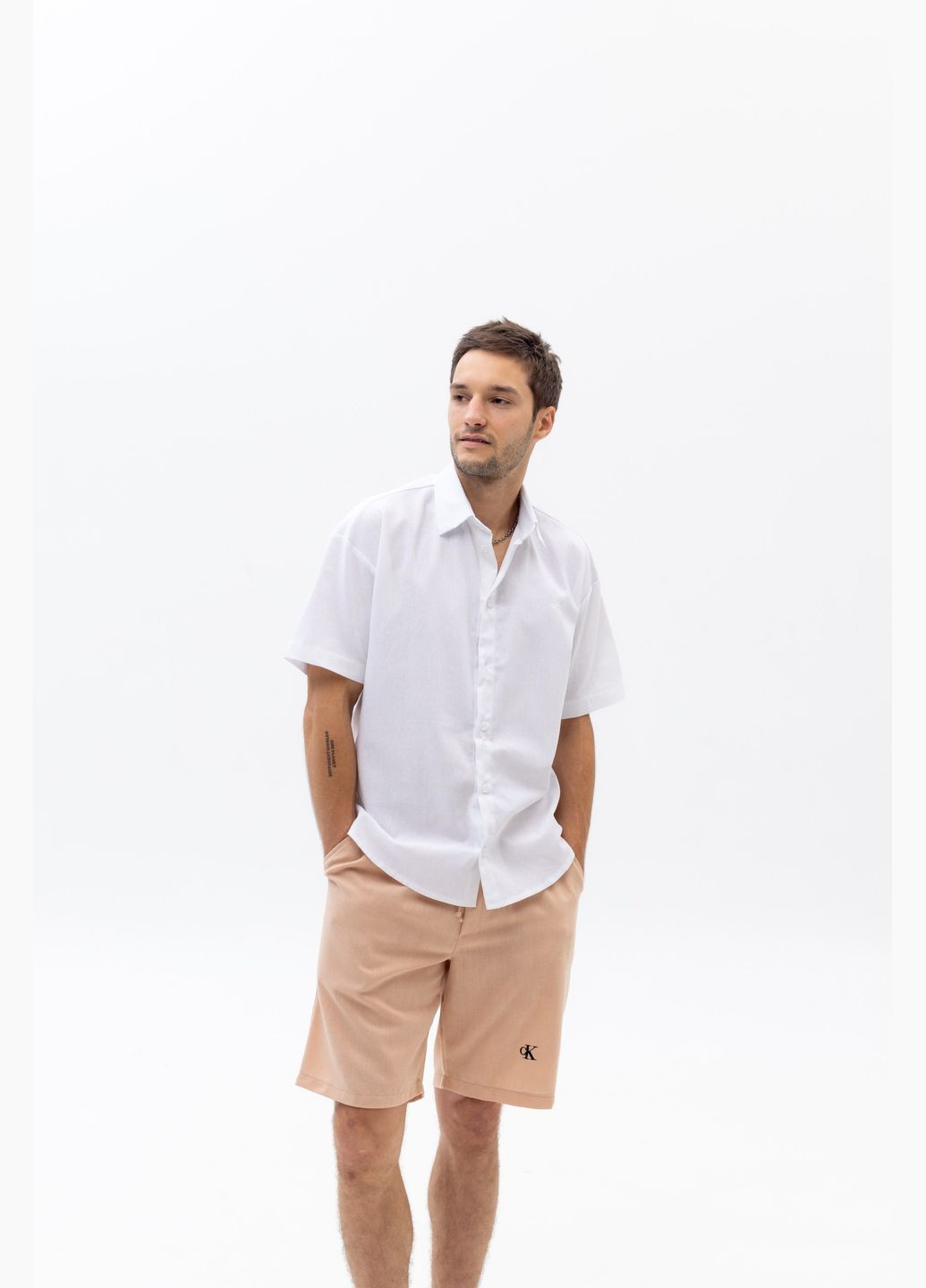 Льняні кежуал шорти з лого СК Vakko (298880376)