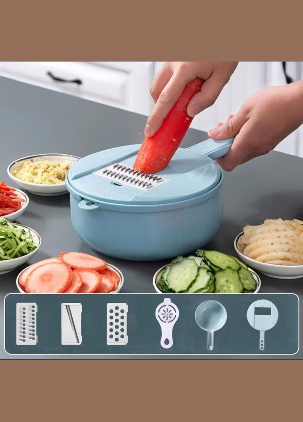Овощерезка с контейнером, тарка с насадками No Brand (332769232)