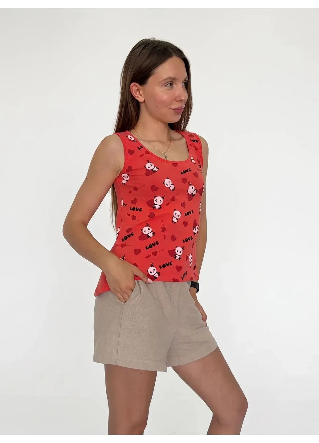 Жіноча майка з принтом Рожевий 42-46 (0085) Pink Daisy — 400473395