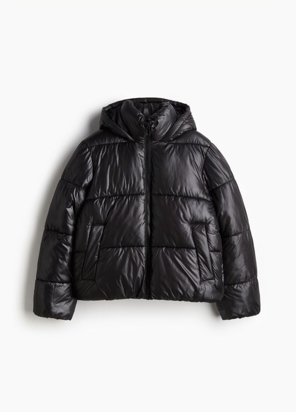 Черная зимняя зимняя куртка H&M PUFFER