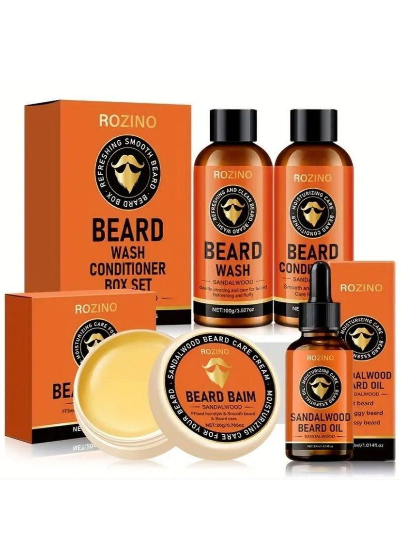 Чоловічий набір для догляду та росту волосся бороди та вусів бальзам лиття шампунь кондиціонер ROZINO (357260904)