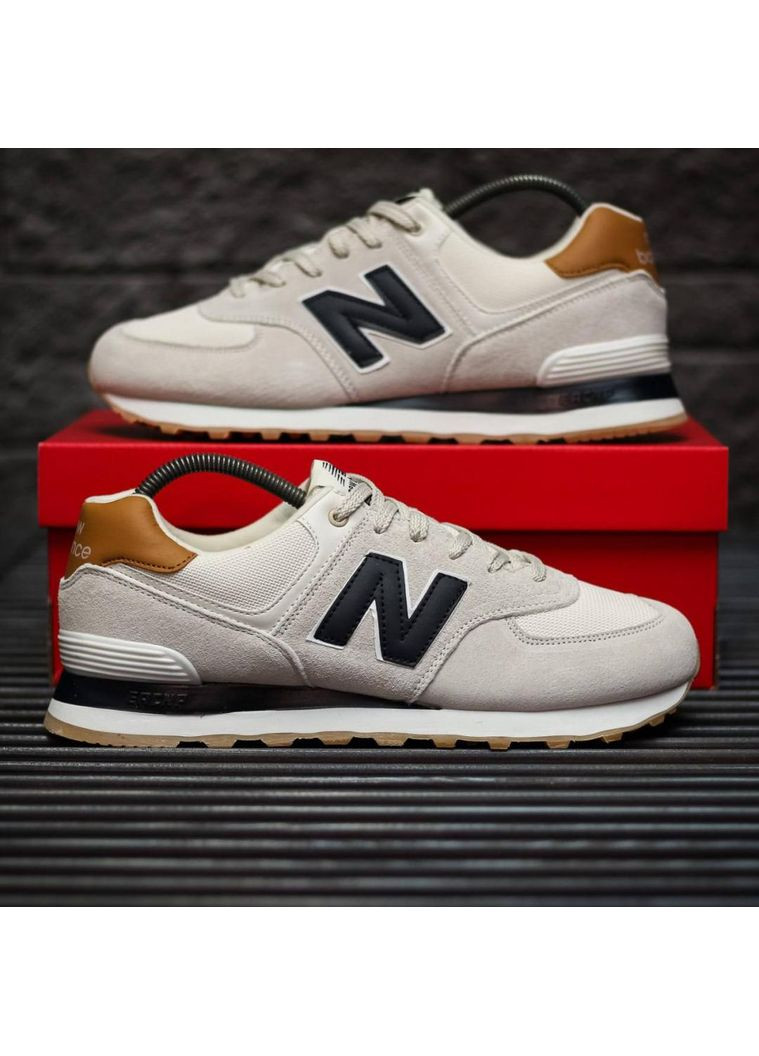 Чорні Осінні кросівки чоловічі new balance 574 beige black 2.0 нью беланс 574 No Brand