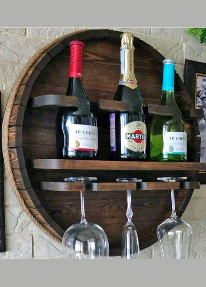 Настінна винна полиця з дерева Нумата капучино (ПНК-011509) No Brand (327425024)