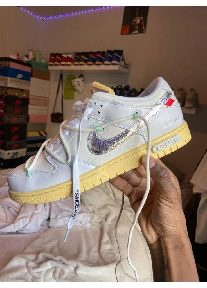 Білі літні кросівки nike sb dunk x off white silver найк сб данк No Brand