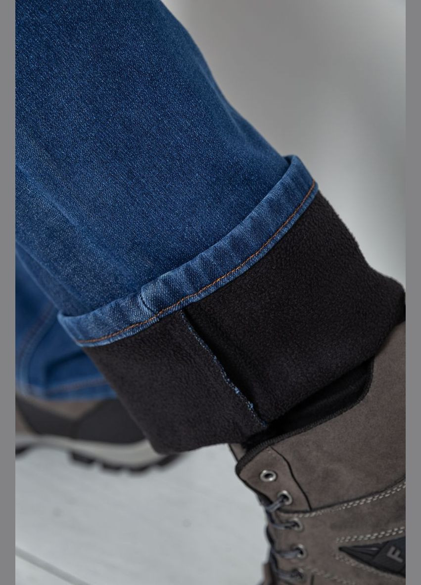 Синие зимние регюлар фит джинсы мужские на флисе Джинсы Sport Line