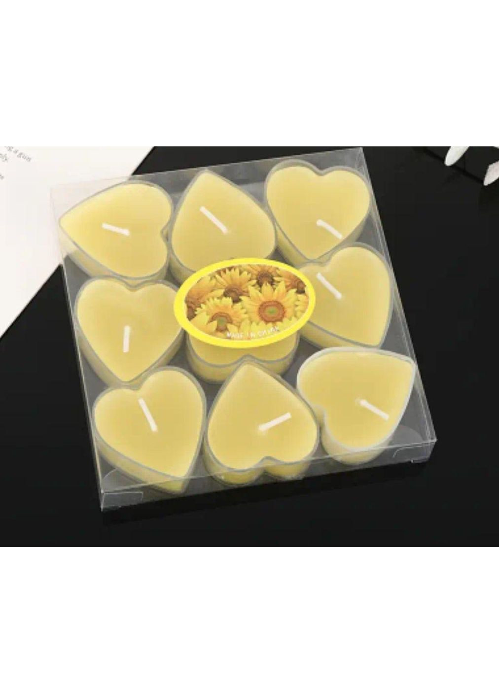 Набір свічок у формі серця Жовті (9 шт.) No Brand (361036334)