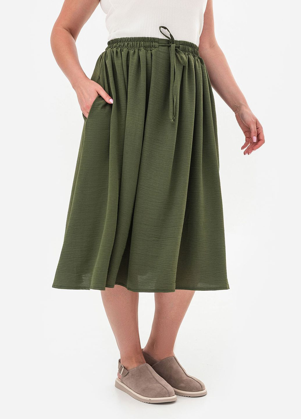 Літня спідниця SUMMER кольору хакі Garne (344468045)