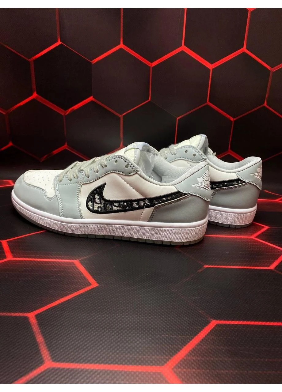 Чорні кросівки чоловічі nike air jordan 1 retro x dior grey black найк аір джордан чорні демісезон No Brand