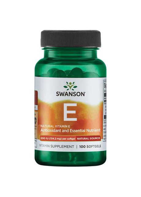 Витамин Е натуральный, токоферол, 200 мкг, 100 капсул. Swanson (364311159)
