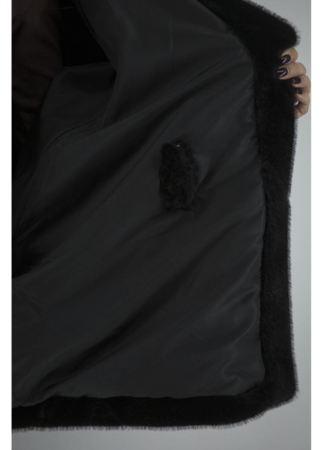 Жіноча чорна екошуба з капюшоном у стилі casual, оверсайз Bella Bicchi (, ), 112989 No Brand (371395050)