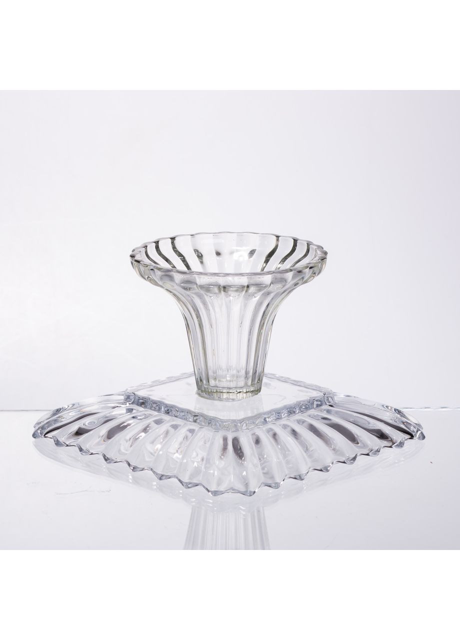 Тортівниця скляна квадратна на ніжці, прозора підставка для торта, десертів, сервірування столу 16×16 см 64486-16 Yiwu (370801406)