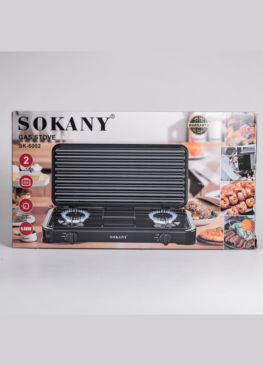 Настольная газовая плита на 2 конфорки мини газовая плита для баллонного газа Белая Sokany (322456098)
