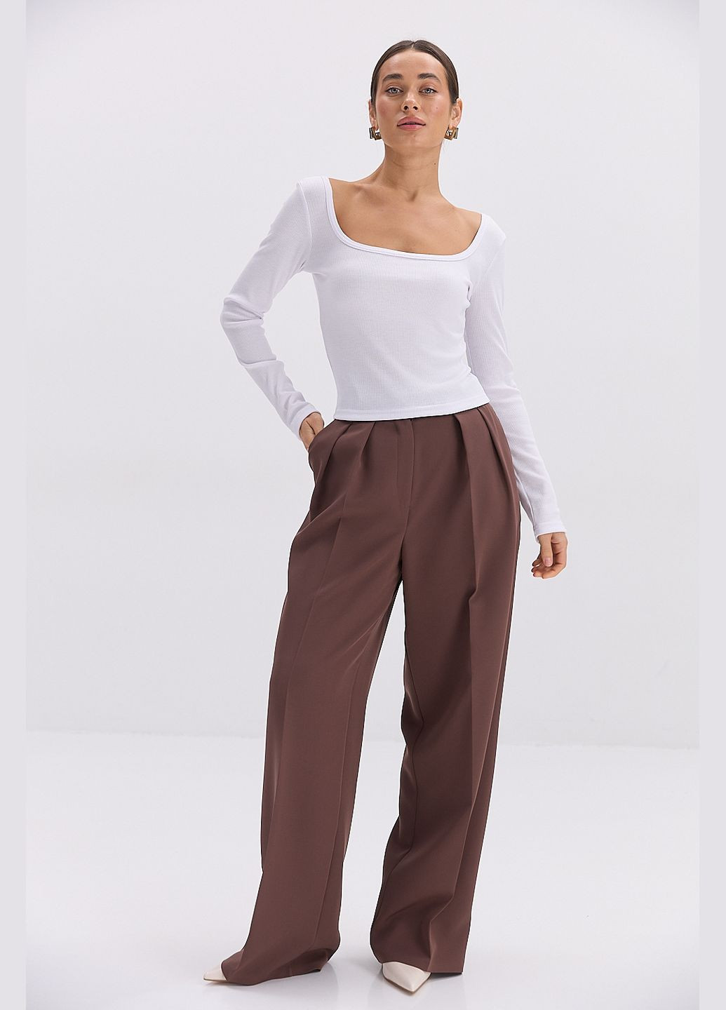 Жіночий лонгслів у рубчик з квадратною горловиною Arjen (316575477)