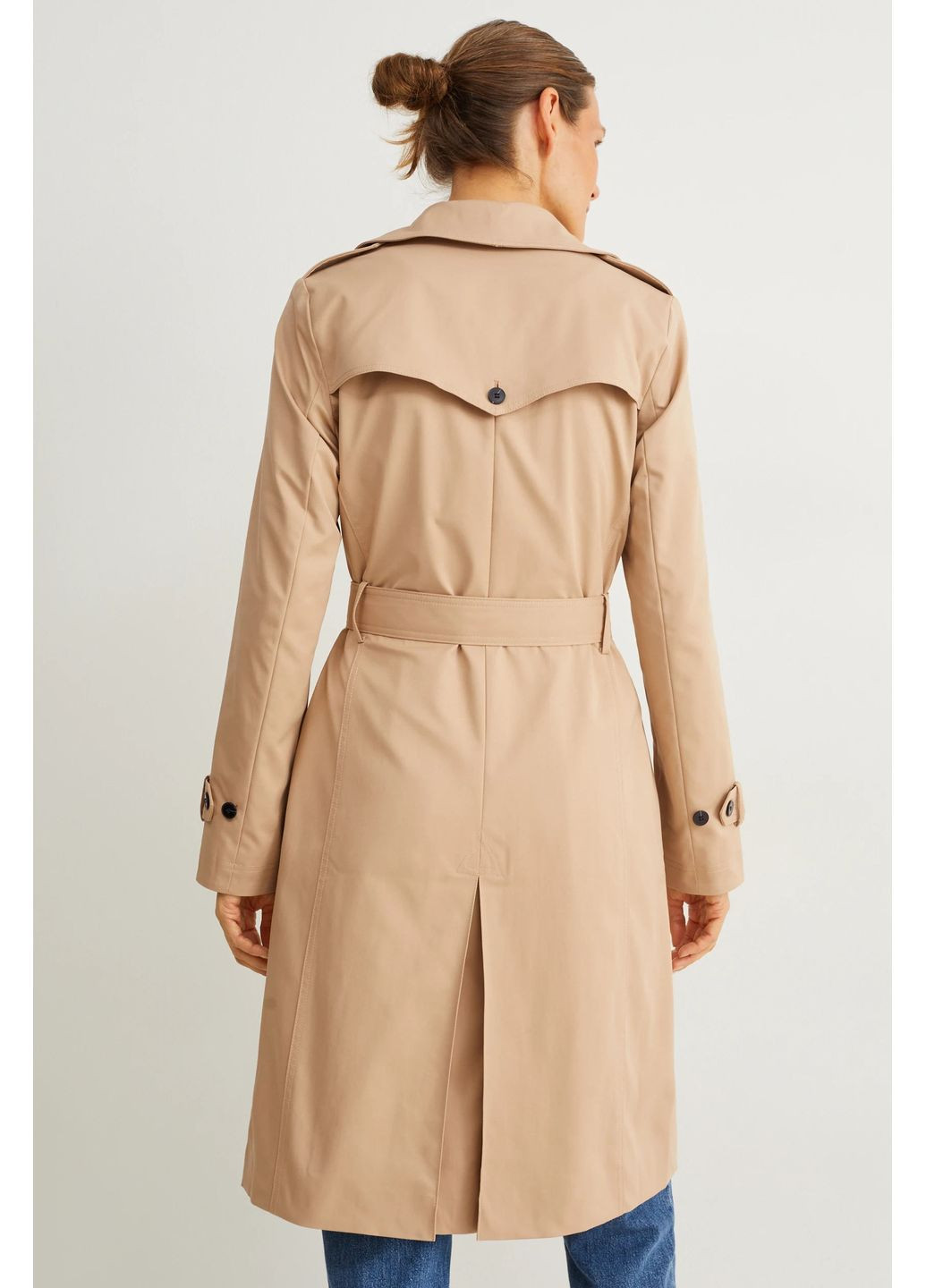 Бежевое демисезонное Однобортный тренч C&A