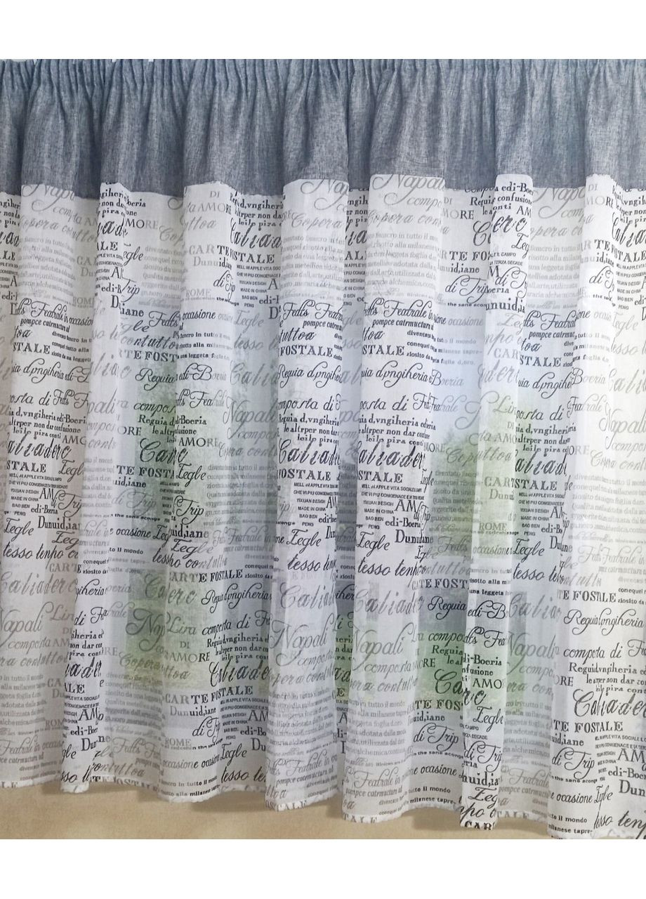 Кухня тюль Льон "Сірі написи" 350х160 No Brand (353831563)