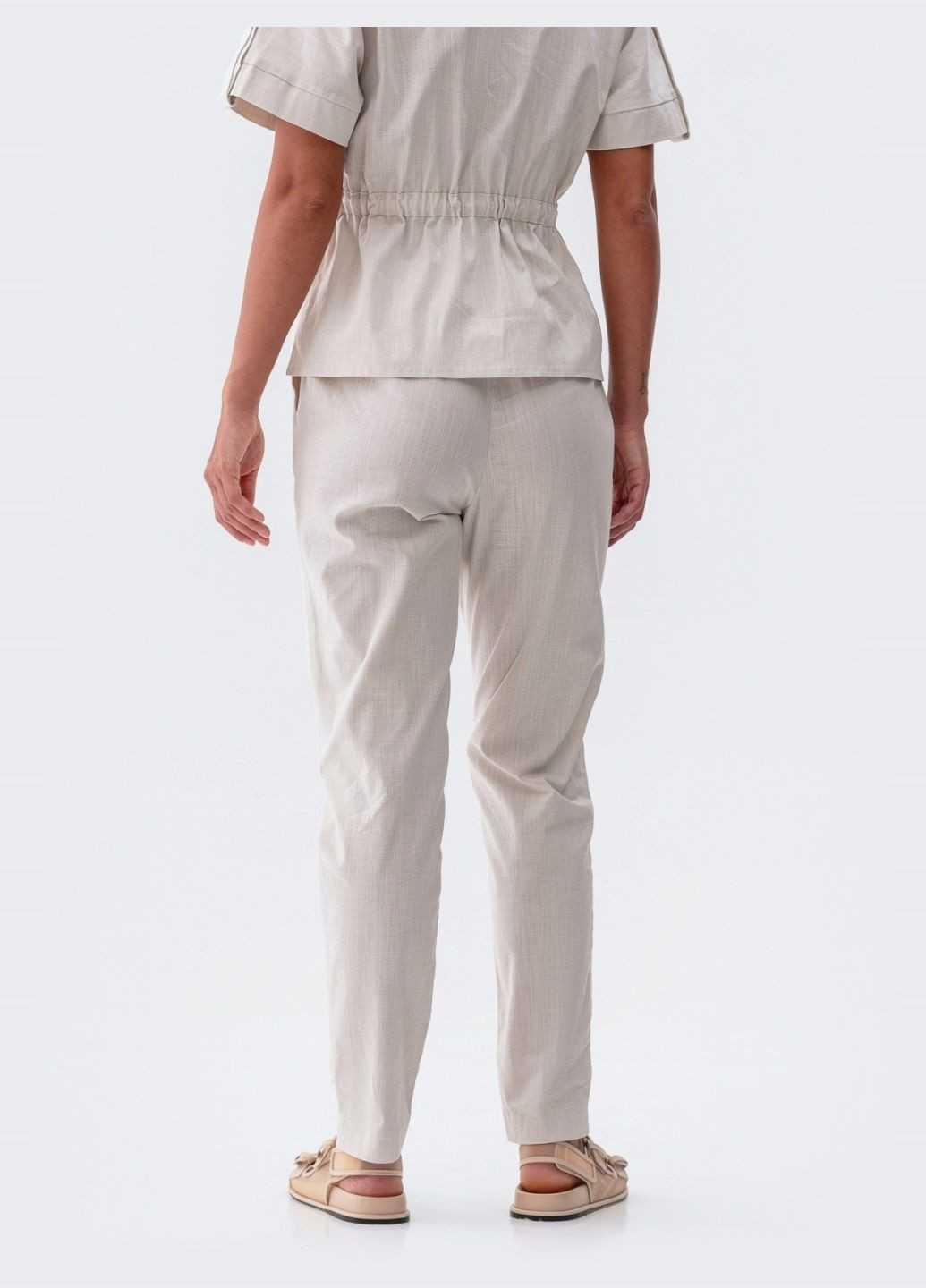 бежевые брюки с завышенной талией на кулиске Dressa (301506507)