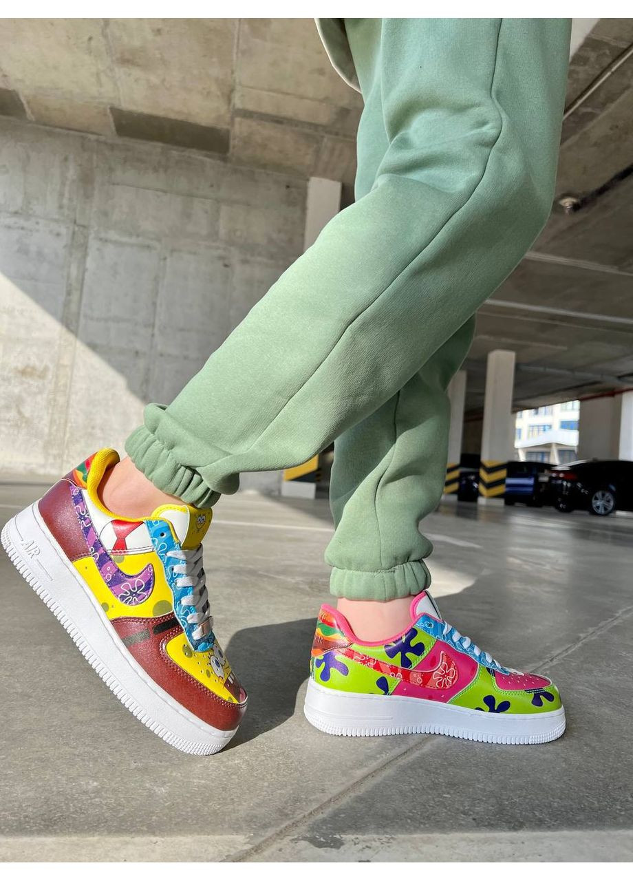 Комбіновані Осінні кросівки чоловічі nike nk air force low spongebob найк аір форсе No Brand