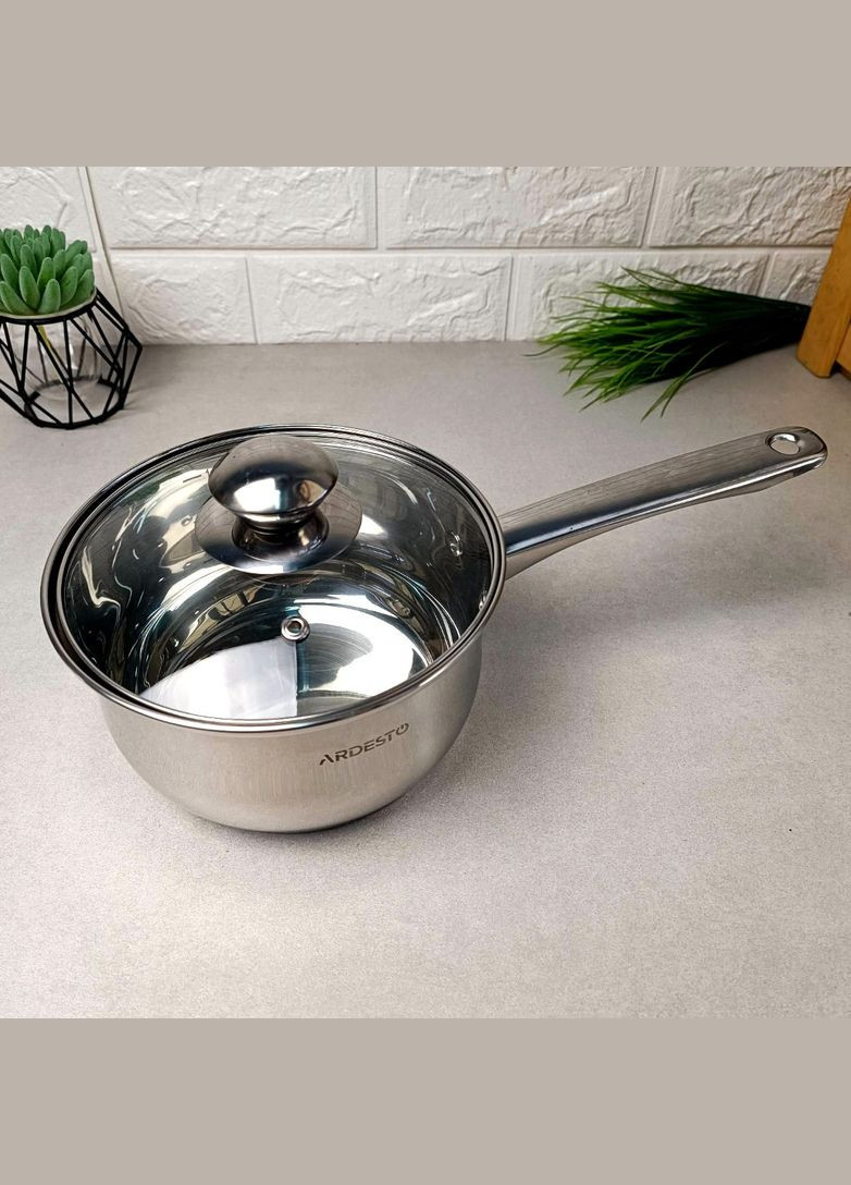 Ковш 1л из нержавеющей стали с крышкой с многослойным дном Gourmet Ardesto (303209797)