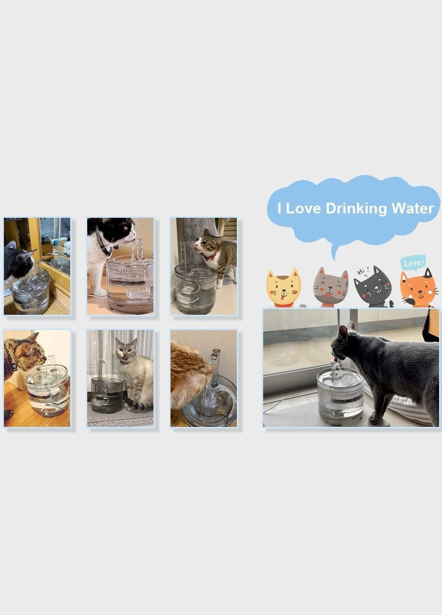 Питьевой фонтан для кошек и собак WF050 1.5L, поилка для кота и собак с фильтром Прозрачный NPET (299915573)