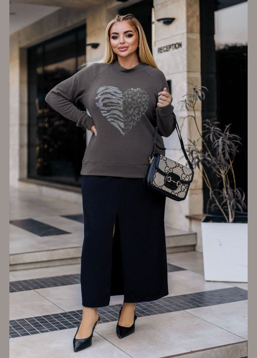 Сірий демісезонний светр жіночий сірого кольору пуловер Let's Shop