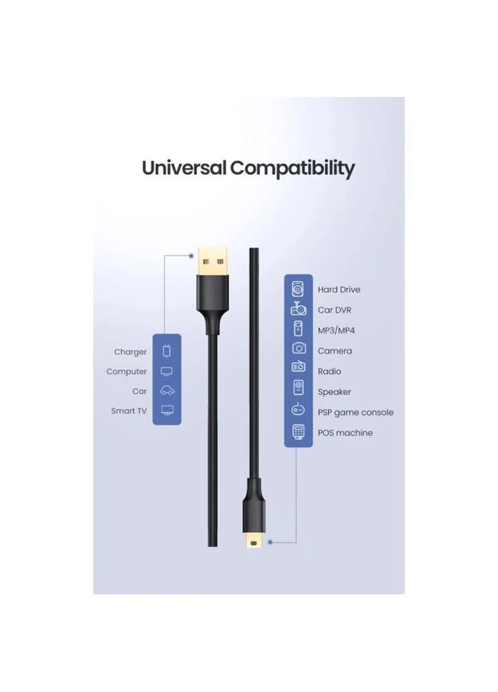 Кабель USB 2.0 AM - Mini USB 5P 0.5m Black (10354) Ugreen (381953057)