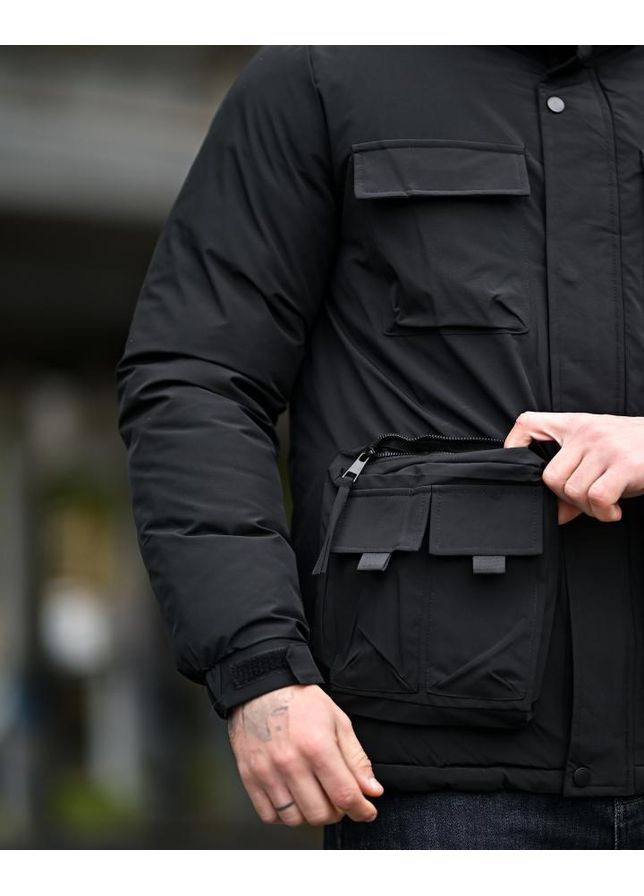 Черная зимняя городская зимняя мужская куртка satoshi No Brand