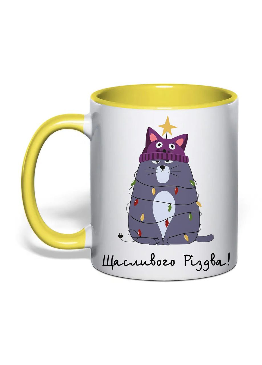 Чашка с печатью "Счастливого Рождества!" №2 330 мл (цвет жёлтый) (34528) No Brand (370569271)