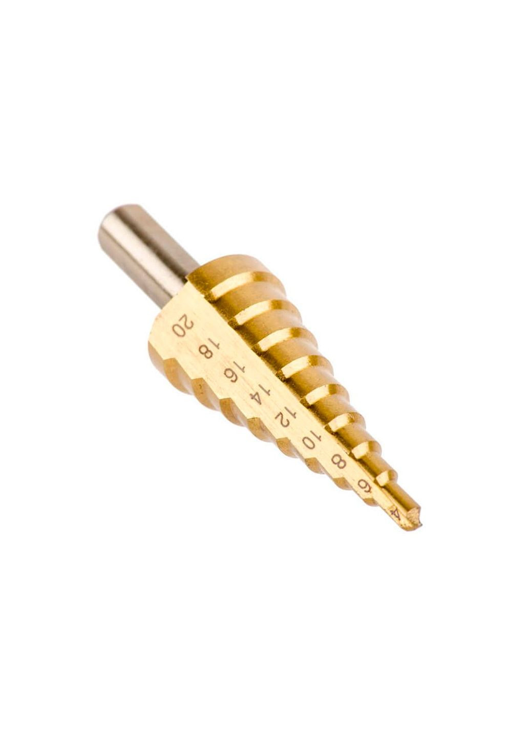 Свердло ступеневе 4-20 мм для металу, 9 ступенів, циліндричний хвостовик 8 мм Intertool (335400455)