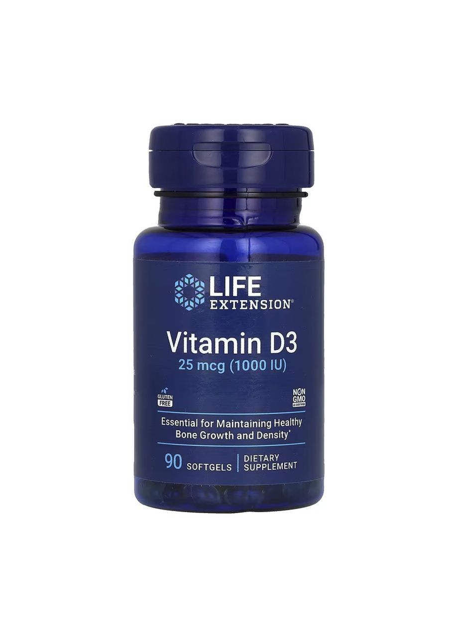 Vitamin D3 25 mcg (1000 IU) - 90 softgels Life Extension (369398726)