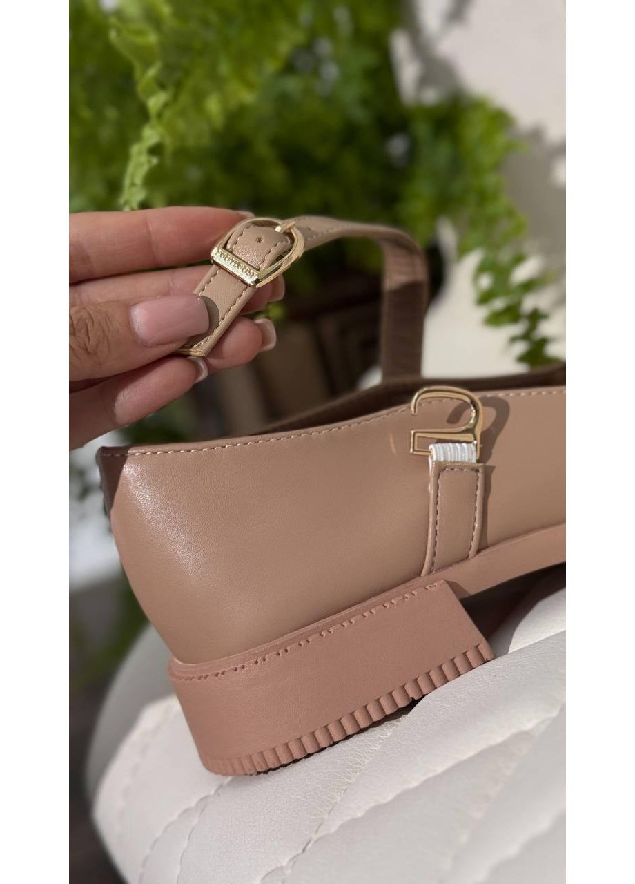 Loretta Туфлі жіночі бежеві на низьких підборах туфлі-човники бежевий з штучна шкіра, китай — демісезон (349483025)