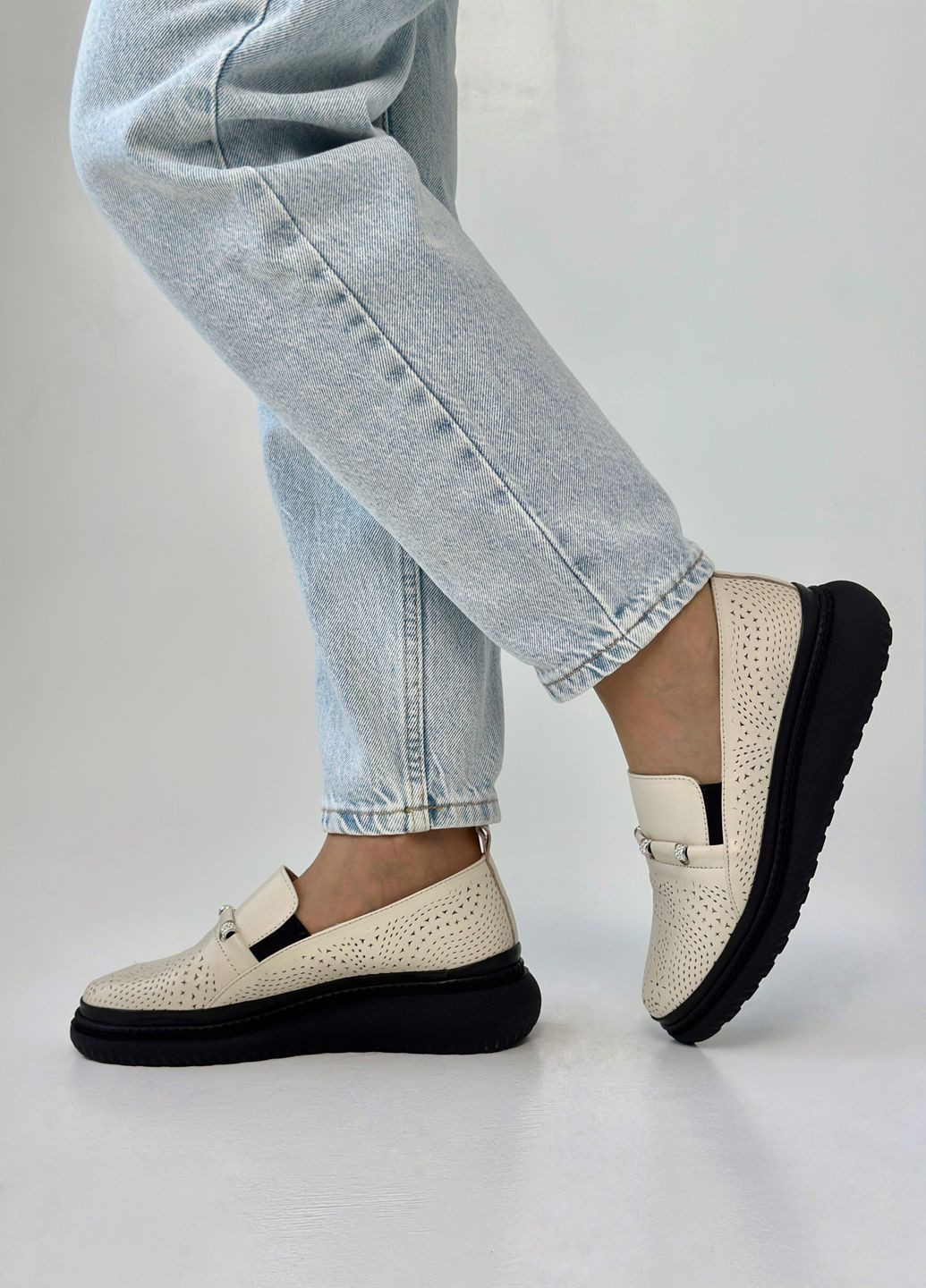 Evromoda Туфли женские кожаные на платформе светло-бежевый з, турция — демисезон (301012665)