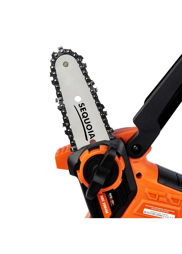 Аккумуляторная цепная пила SBC2004M-QV 20В, 1х2.0А·ч, шина 12.7 см, 1/4", скорость 7.0 м/с, вес 1.1 кг. Sequoia (381190711)