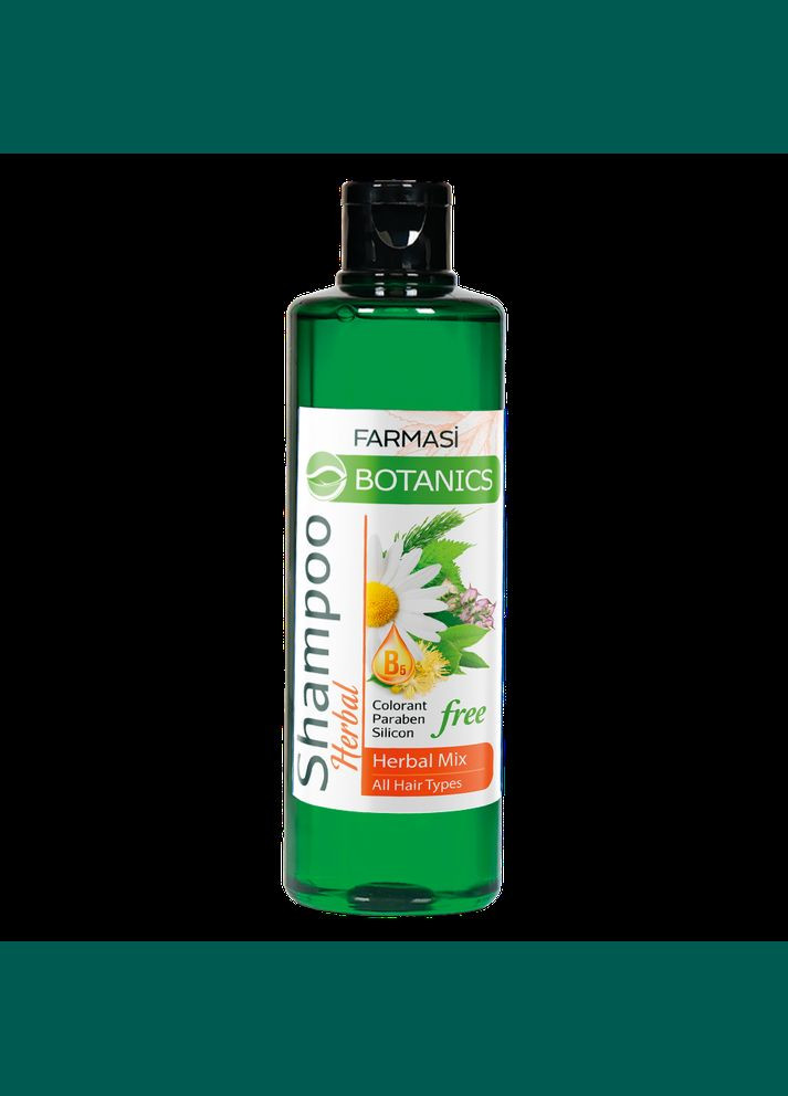 Шампунь для упругости и шелковистости волос Botanics травяной микс 500 мл Farmasi (295658475)