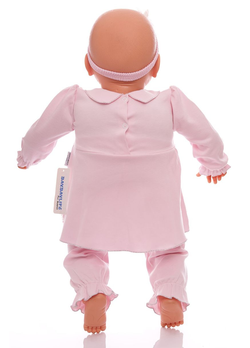 Розовый демисезонный костюм с длинным рукавом для девочки трикотажный с гипюром розовый 68 см (37153) BABYKROHA
